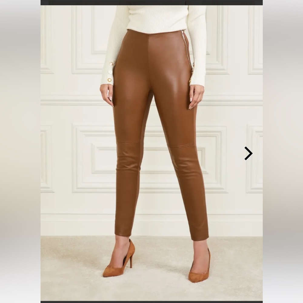 Brown Faux Leather Leggings - Size M